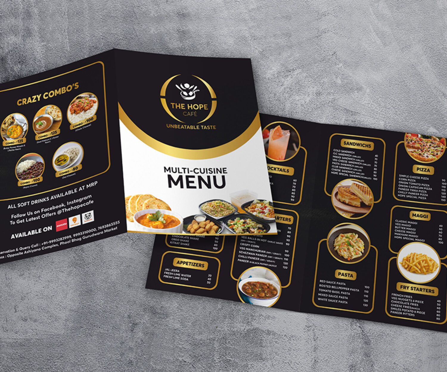 Restaurant menu design, graphic designing, gwalior